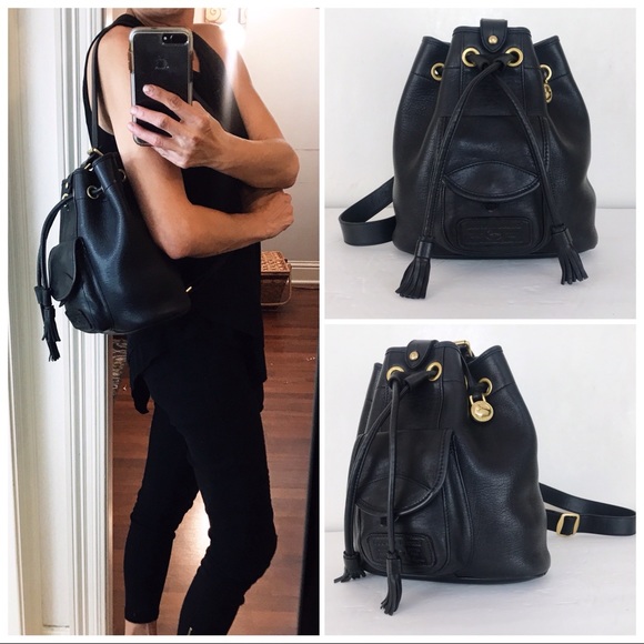 Dooney & Bourke Handbags - Dooney & Bourke Vtg Black Leather Sling Backpack